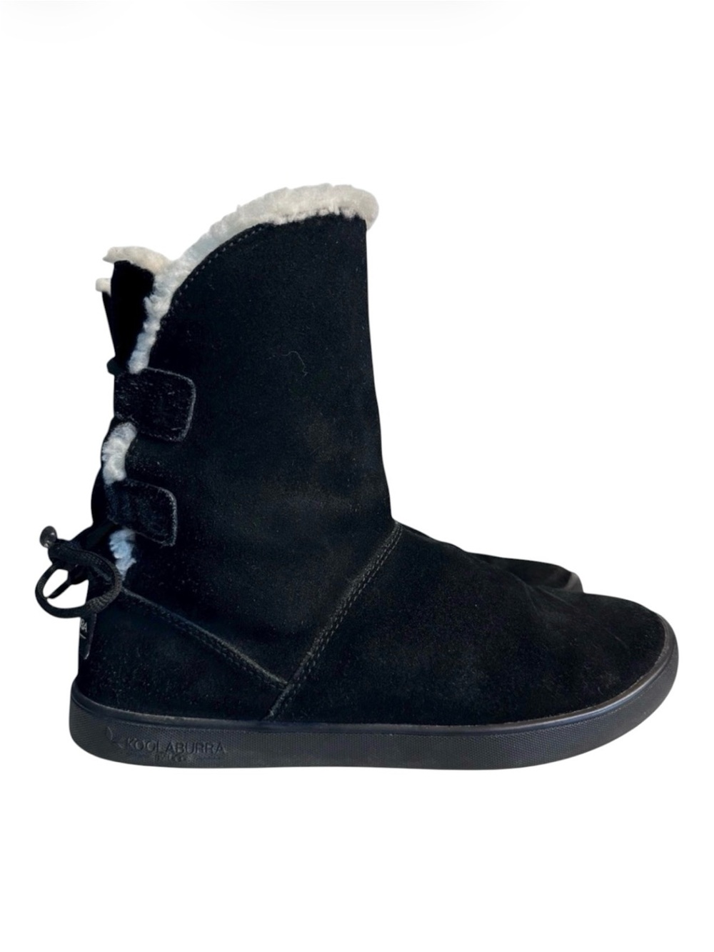 Koolaburra by UGG Shazi Short Tie Black Sheepskin Winter Boots